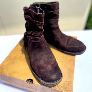 Born Cross Ankle Boots Women's Size 10 Brown Leather Fringe Zip Up